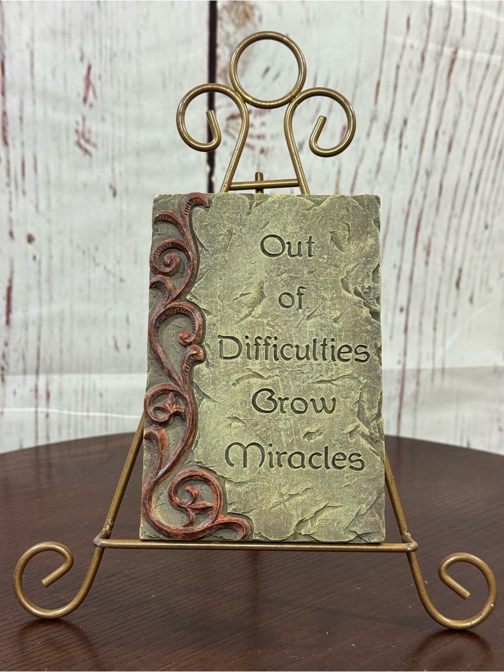 By Ganz resin plaster motivation plaque “Out of Difficulties Grow Miracles”
